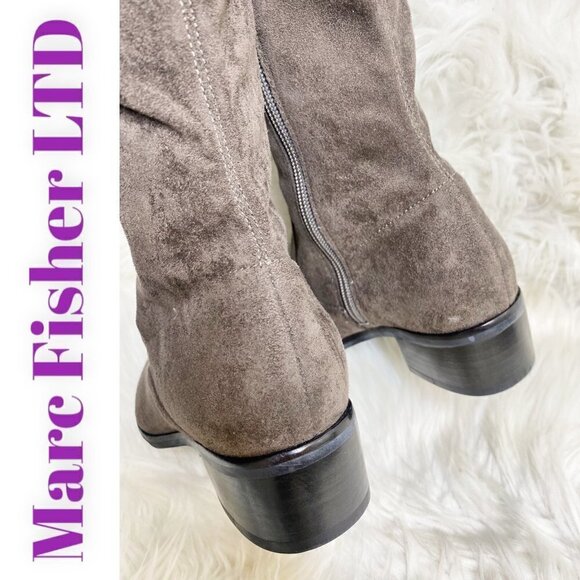 MARC FISHER LTD Yuna Gray Over-The-Knee Microsuede Boot, Size 6 - Picture 9 of 12